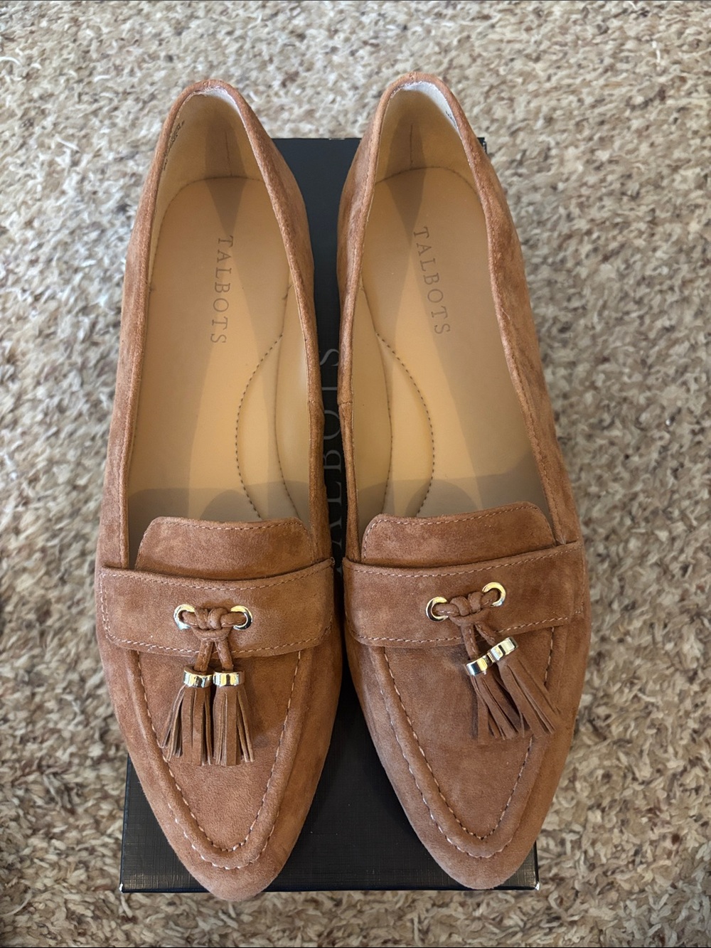 Talbots Camel Suede Tassel Loafers